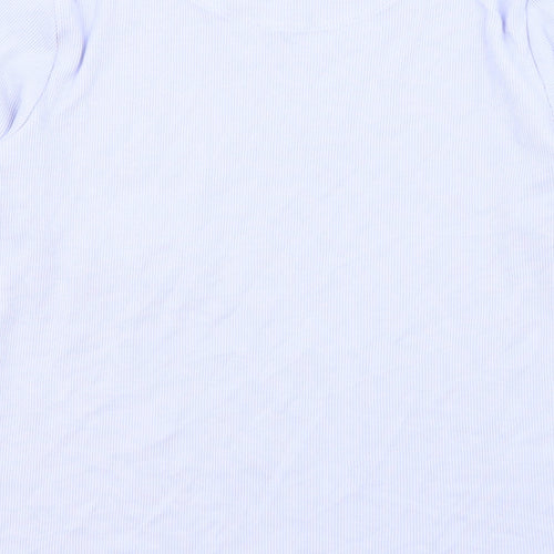 Marks and Spencer Girls Purple Cotton Basic T-Shirt Size 9-10 Years Round Neck Pullover