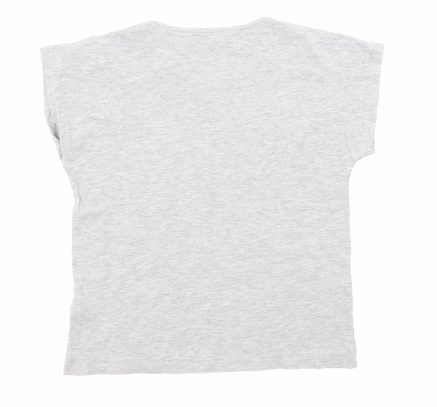 Marks and Spencer Girls Grey Cotton Basic T-Shirt Size 10-11 Years Round Neck Pullover - Hello, Sequins