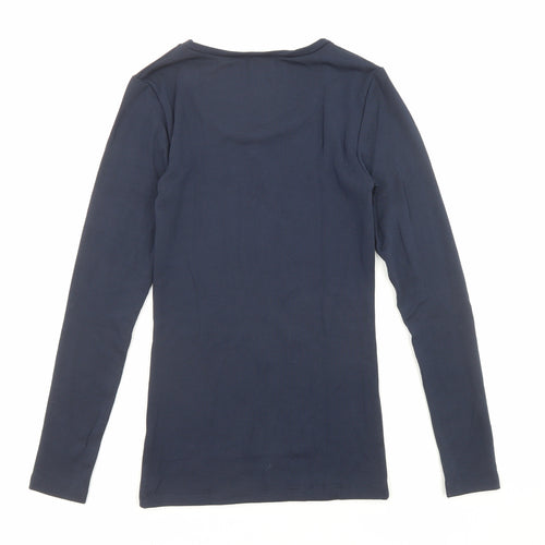 Marks and Spencer Womens Blue Acrylic Basic T-Shirt Size 8 Round Neck - Thermal