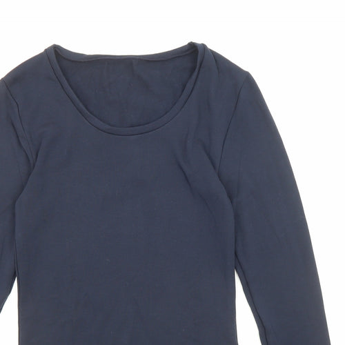 Marks and Spencer Womens Blue Acrylic Basic T-Shirt Size 8 Round Neck - Thermal