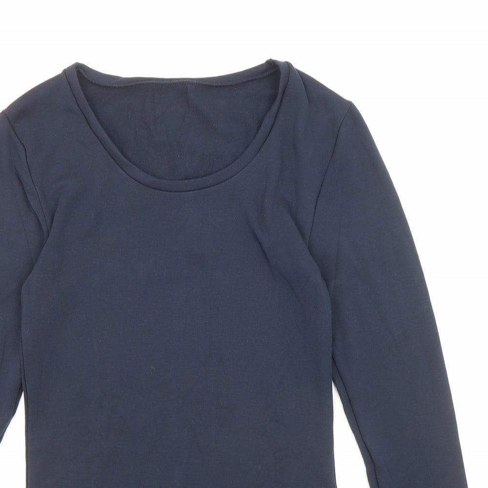 Marks and Spencer Womens Blue Acrylic Basic T-Shirt Size 8 Round Neck - Thermal