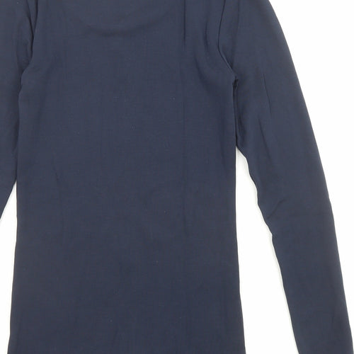 Marks and Spencer Womens Blue Acrylic Basic T-Shirt Size 8 Round Neck - Thermal