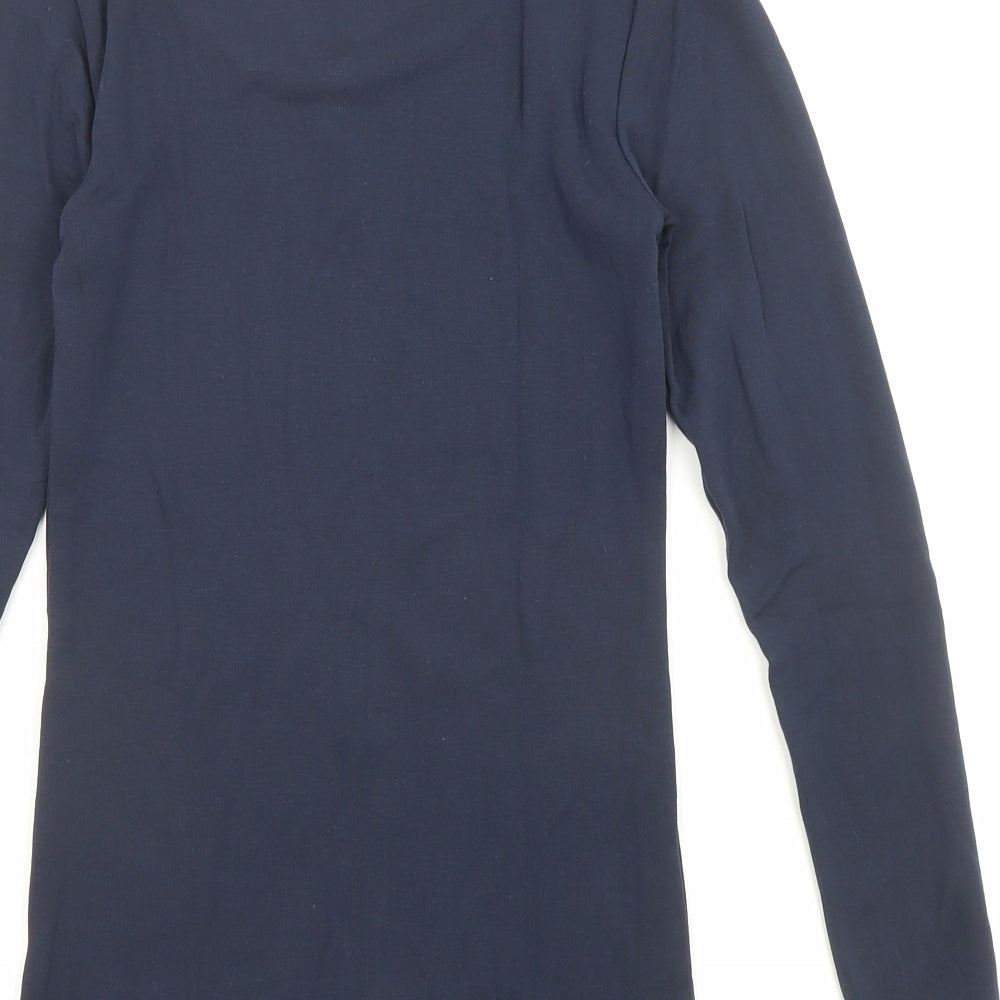 Marks and Spencer Womens Blue Acrylic Basic T-Shirt Size 8 Round Neck - Thermal
