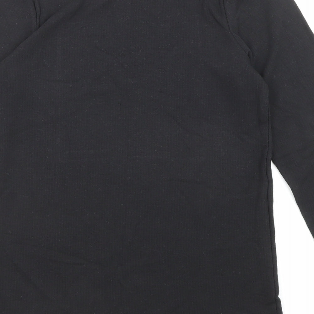 Marks and Spencer Girls Black Cotton Basic T-Shirt Size 13-14 Years Round Neck Pullover