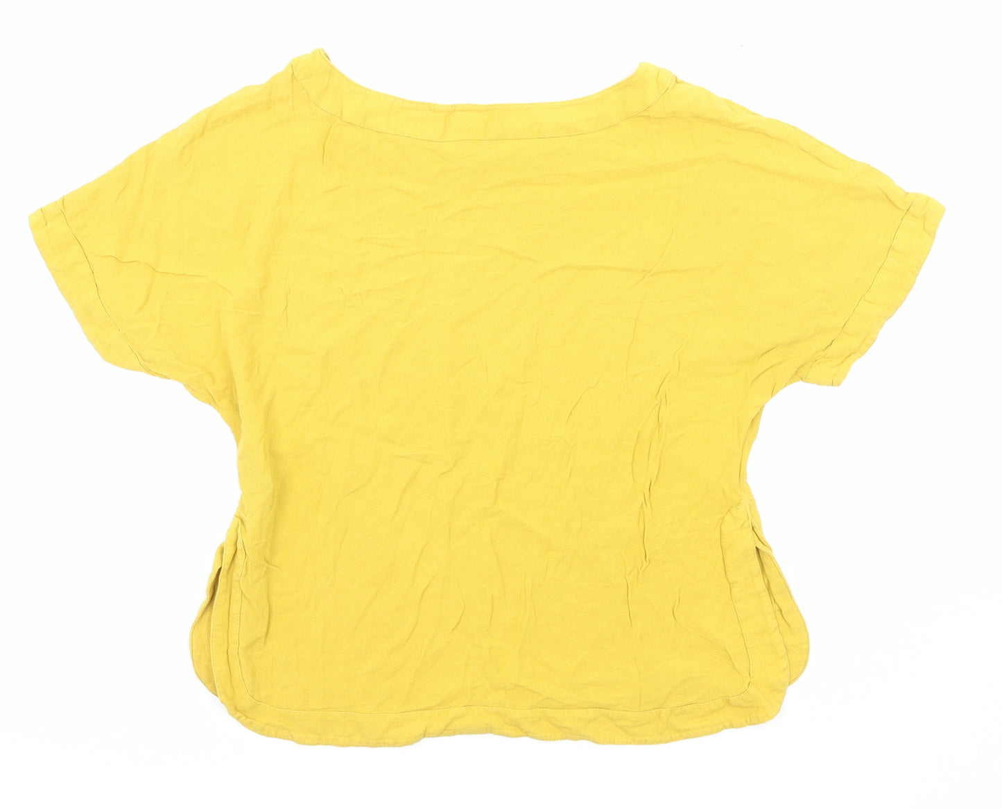 H&M Womens Yellow Viscose Basic T-Shirt Size 4 Round Neck