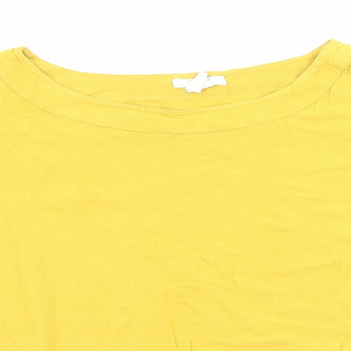 H&M Womens Yellow Viscose Basic T-Shirt Size 4 Round Neck