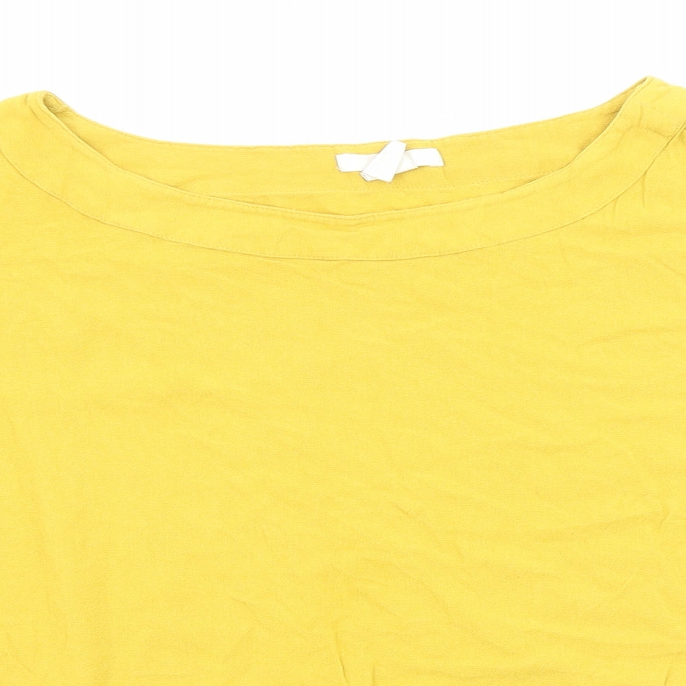 H&M Womens Yellow Viscose Basic T-Shirt Size 4 Round Neck
