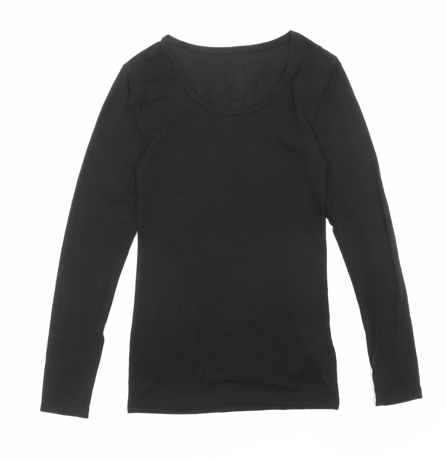 Marks and Spencer Womens Black Acrylic Basic T-Shirt Size 12 Scoop Neck - Thermal