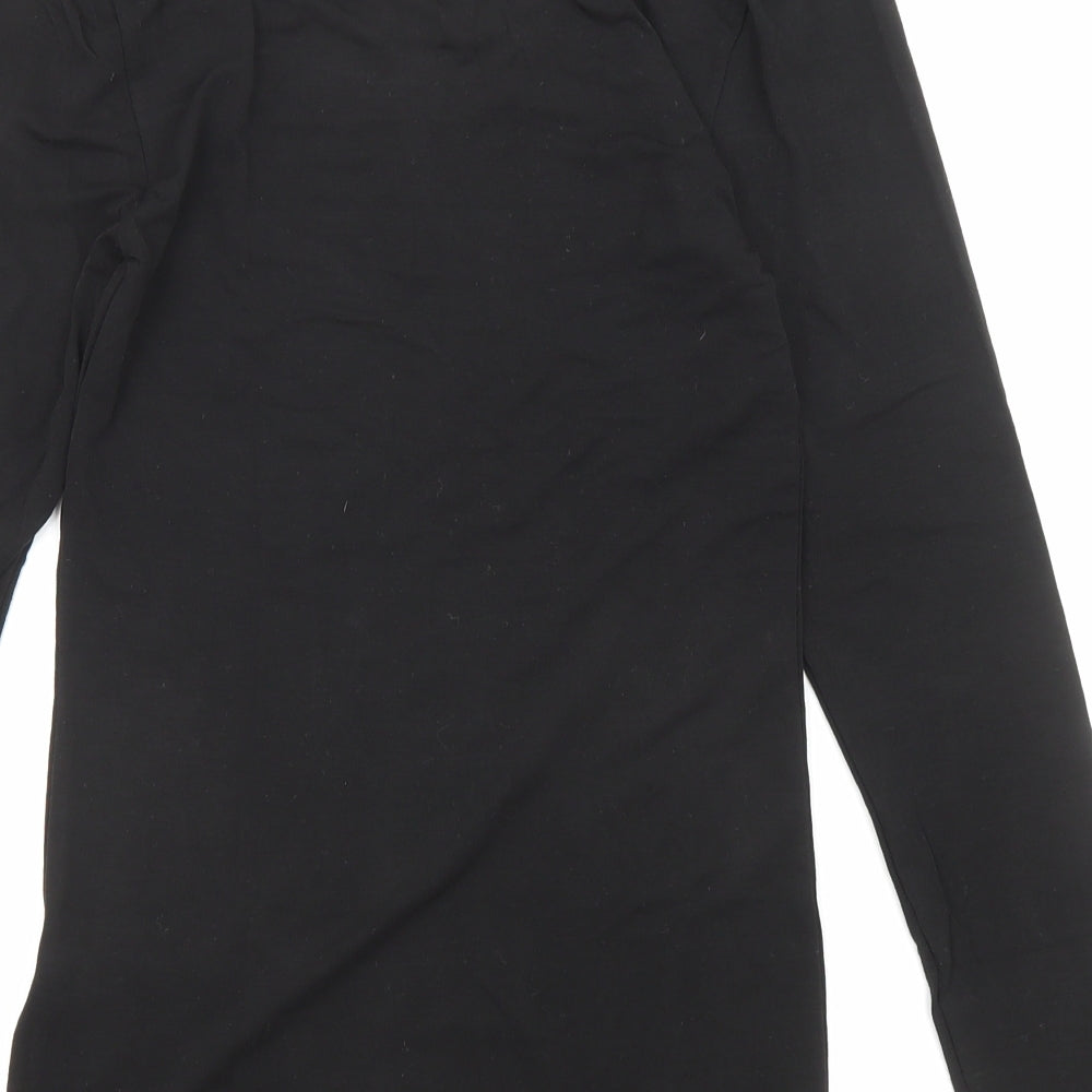 Marks and Spencer Womens Black Acrylic Basic T-Shirt Size 12 Scoop Neck - Thermal