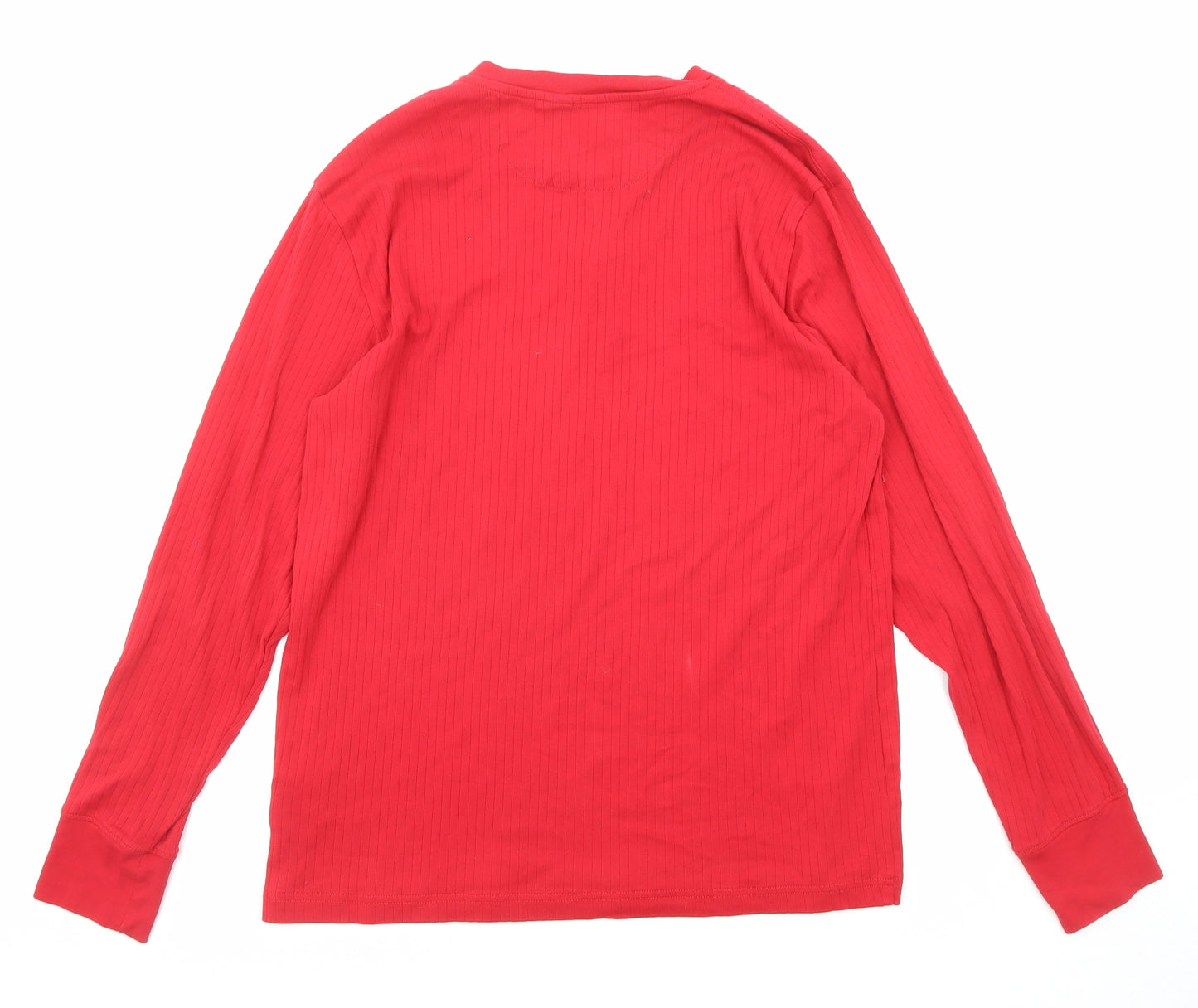 Lands' End Mens Red Cotton T-Shirt Size M Henley