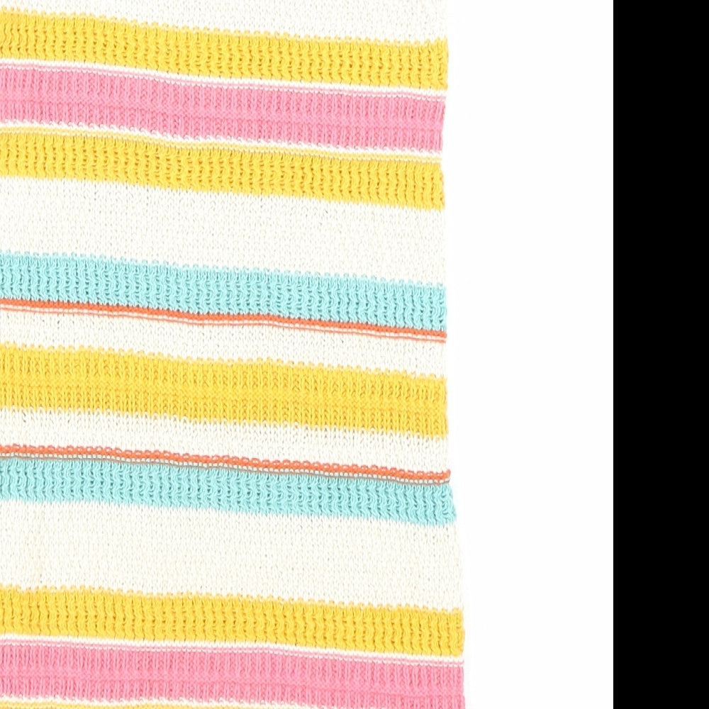 NEXT Girls Multicoloured Striped Cotton A-Line Size 2-3 Years Round Neck Button