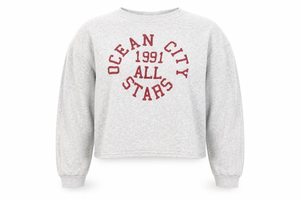 Front view of Zara girls’ grey viscose pullover sweatshirt, size 11-12, years pullover