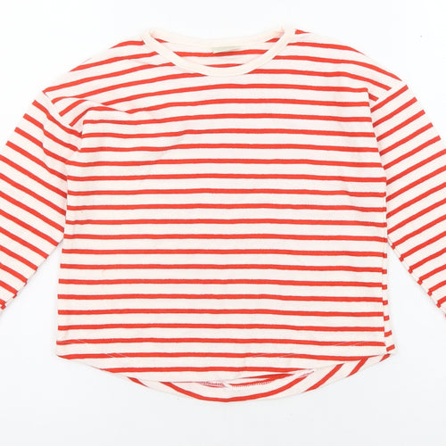 Zara Girls Red Round Neck Striped Cotton Pullover Jumper Size 5 Years Pullover