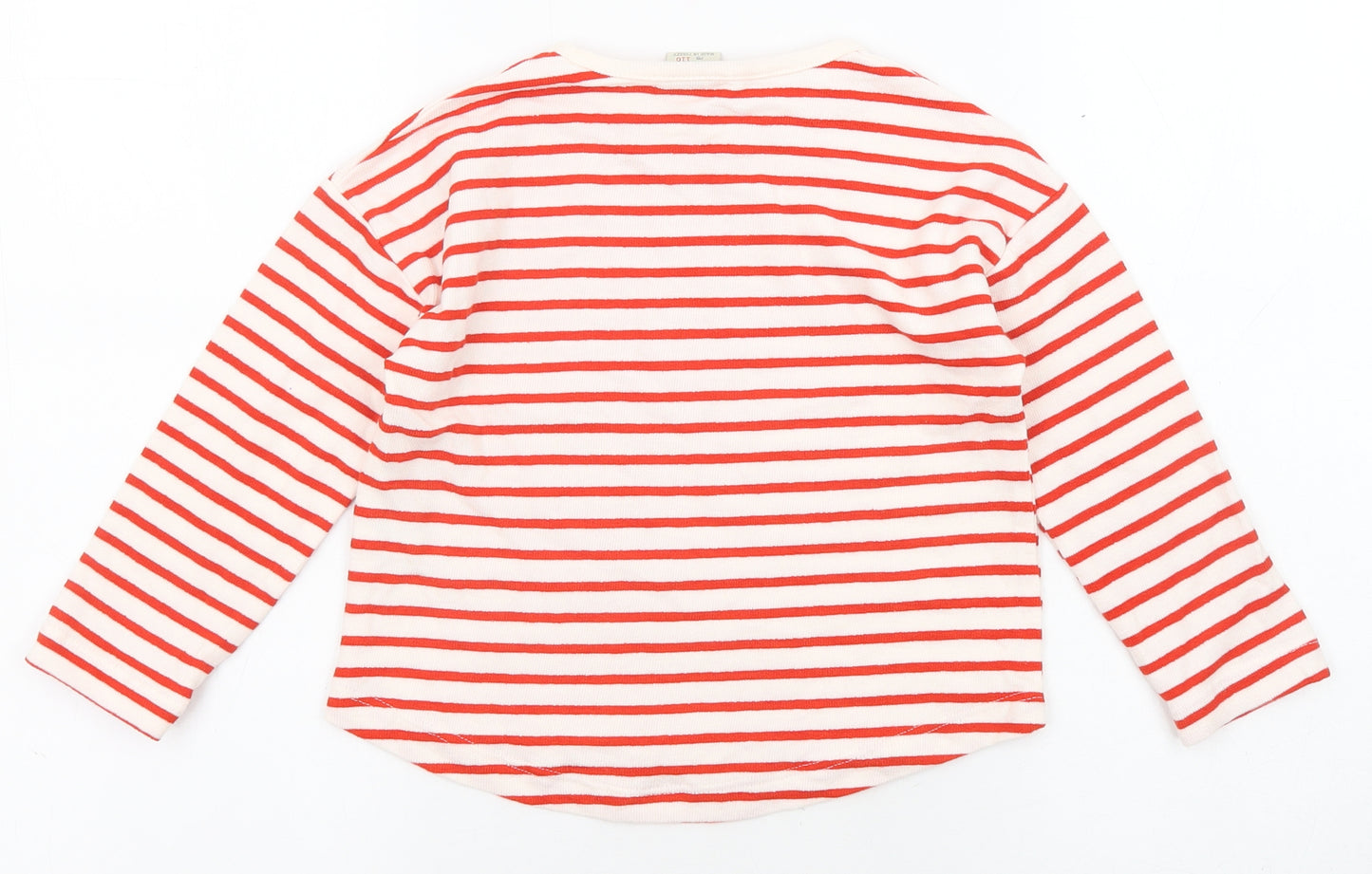 Zara Girls Red Round Neck Striped Cotton Pullover Jumper Size 5 Years Pullover