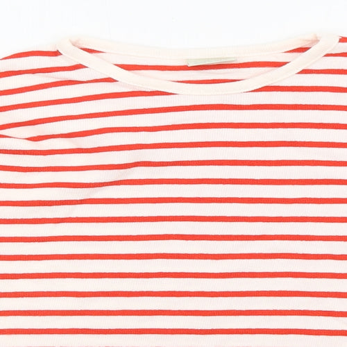 Zara Girls Red Round Neck Striped Cotton Pullover Jumper Size 5 Years Pullover