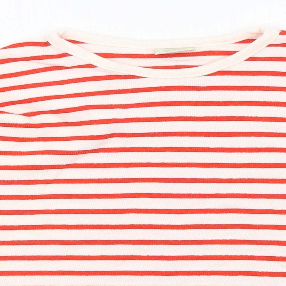 Zara Girls Red Round Neck Striped Cotton Pullover Jumper Size 5 Years Pullover