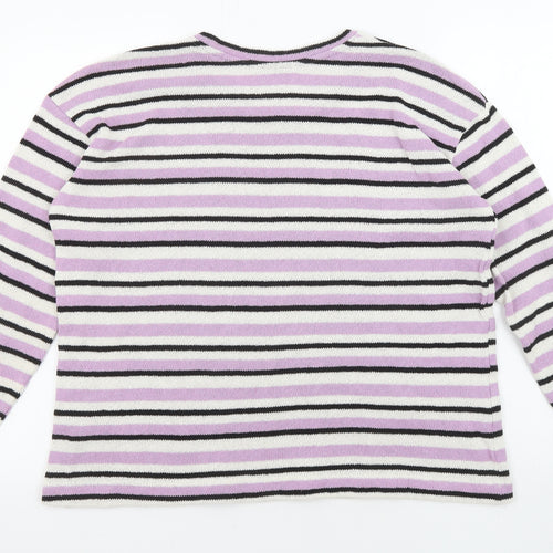 Zara Womens Multicoloured Round Neck Striped Polyester Pullover Jumper Size S