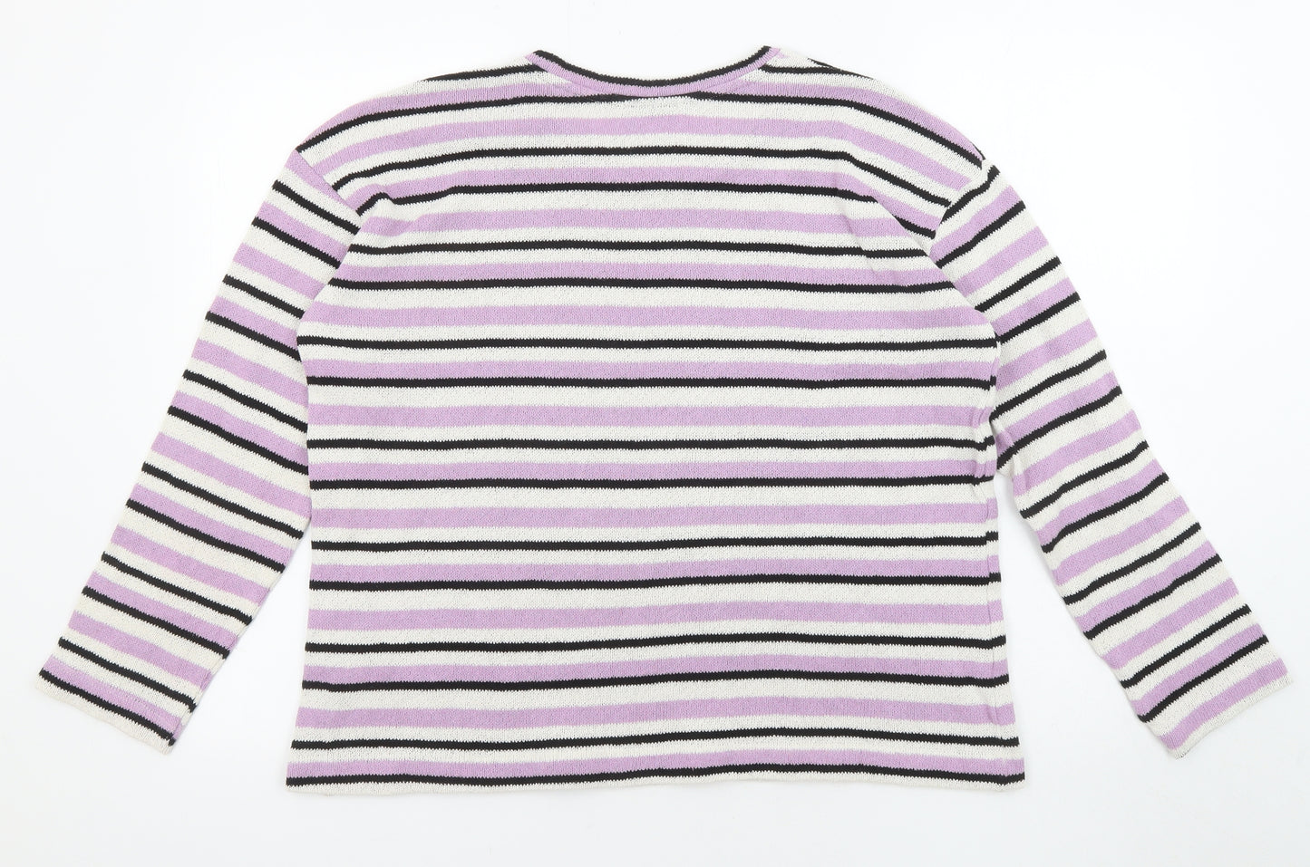Zara Womens Multicoloured Round Neck Striped Polyester Pullover Jumper Size S