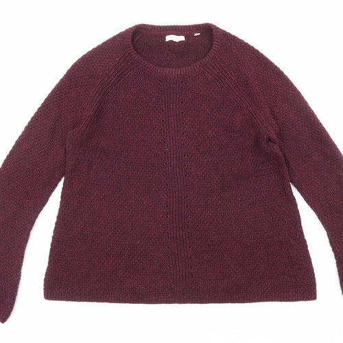 Fat Face Womens Purple Round Neck Cotton Pullover Jumper Size 10 - Bell Sleeve