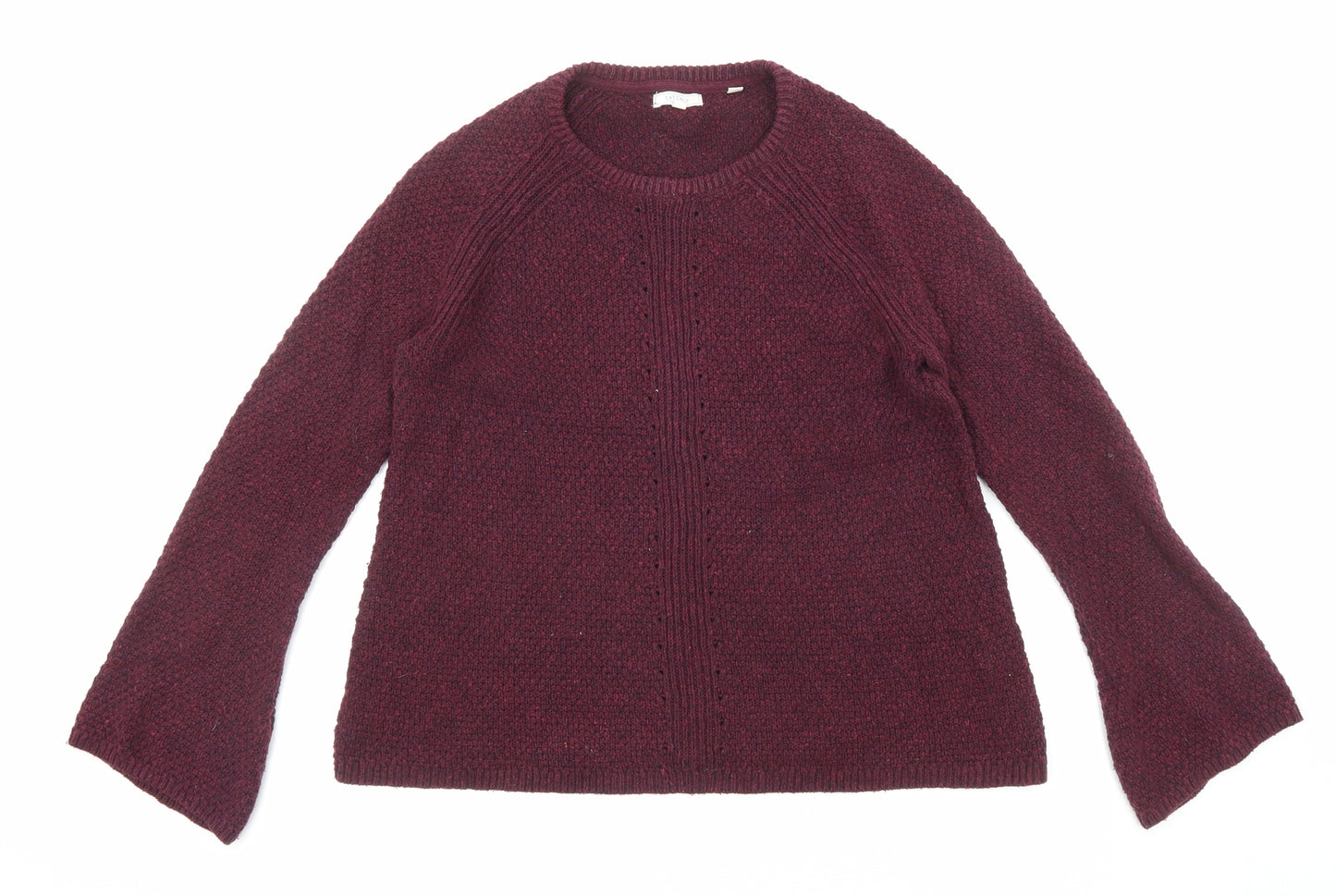 Fat Face Womens Purple Round Neck Cotton Pullover Jumper Size 10 - Bell Sleeve