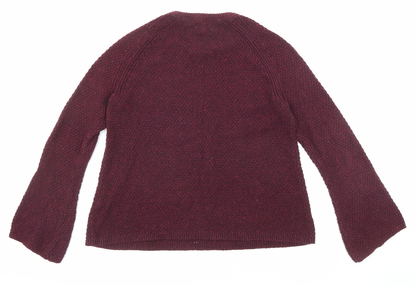 Fat Face Womens Purple Round Neck Cotton Pullover Jumper Size 10 - Bell Sleeve