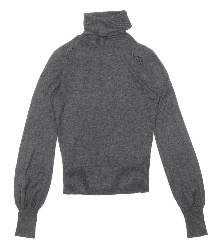 New Look Womens Grey Roll Neck Viscose Pullover Jumper Size 12