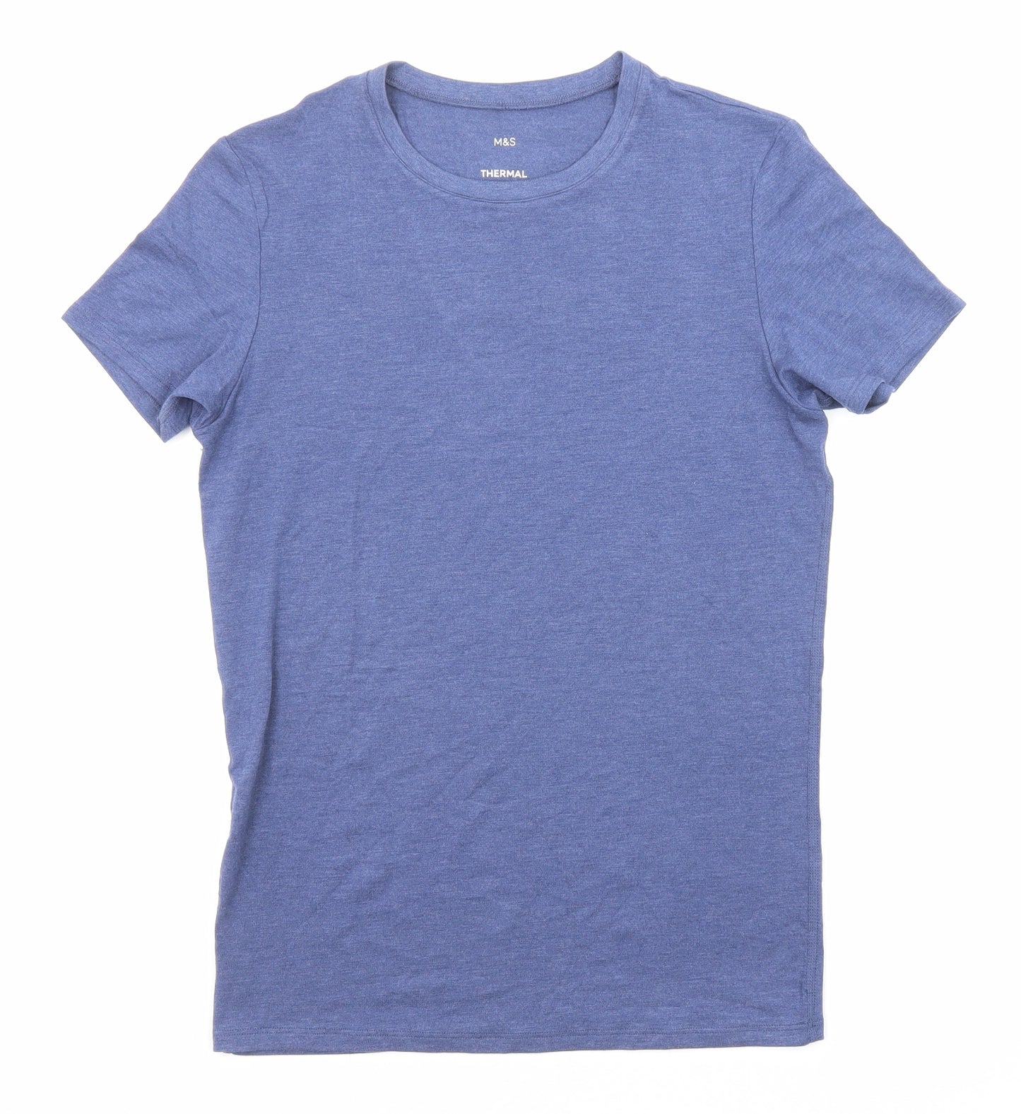 Marks and Spencer Mens Blue Polyester T-Shirt Size S Crew Neck - Thermal