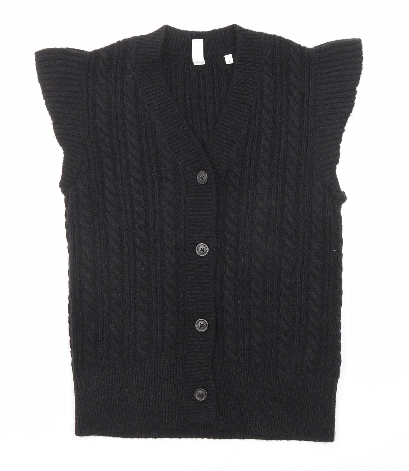 John Lewis Womens Black V-Neck Acrylic Cardigan Jumper Size S