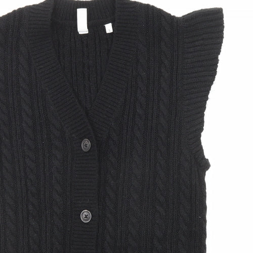 John Lewis Womens Black V-Neck Acrylic Cardigan Jumper Size S