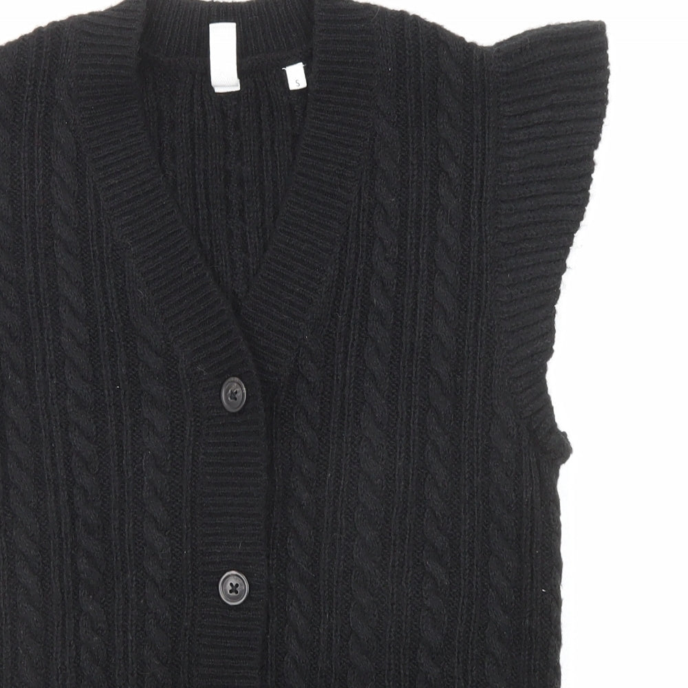 John Lewis Womens Black V-Neck Acrylic Cardigan Jumper Size S