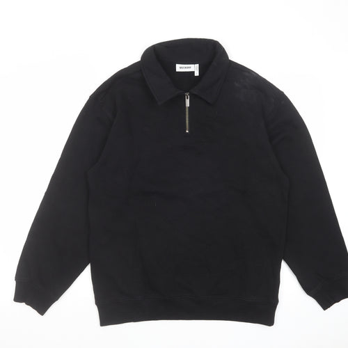 Weekday Mens Black Cotton Henley Sweatshirt Size S - 1/4 Zip