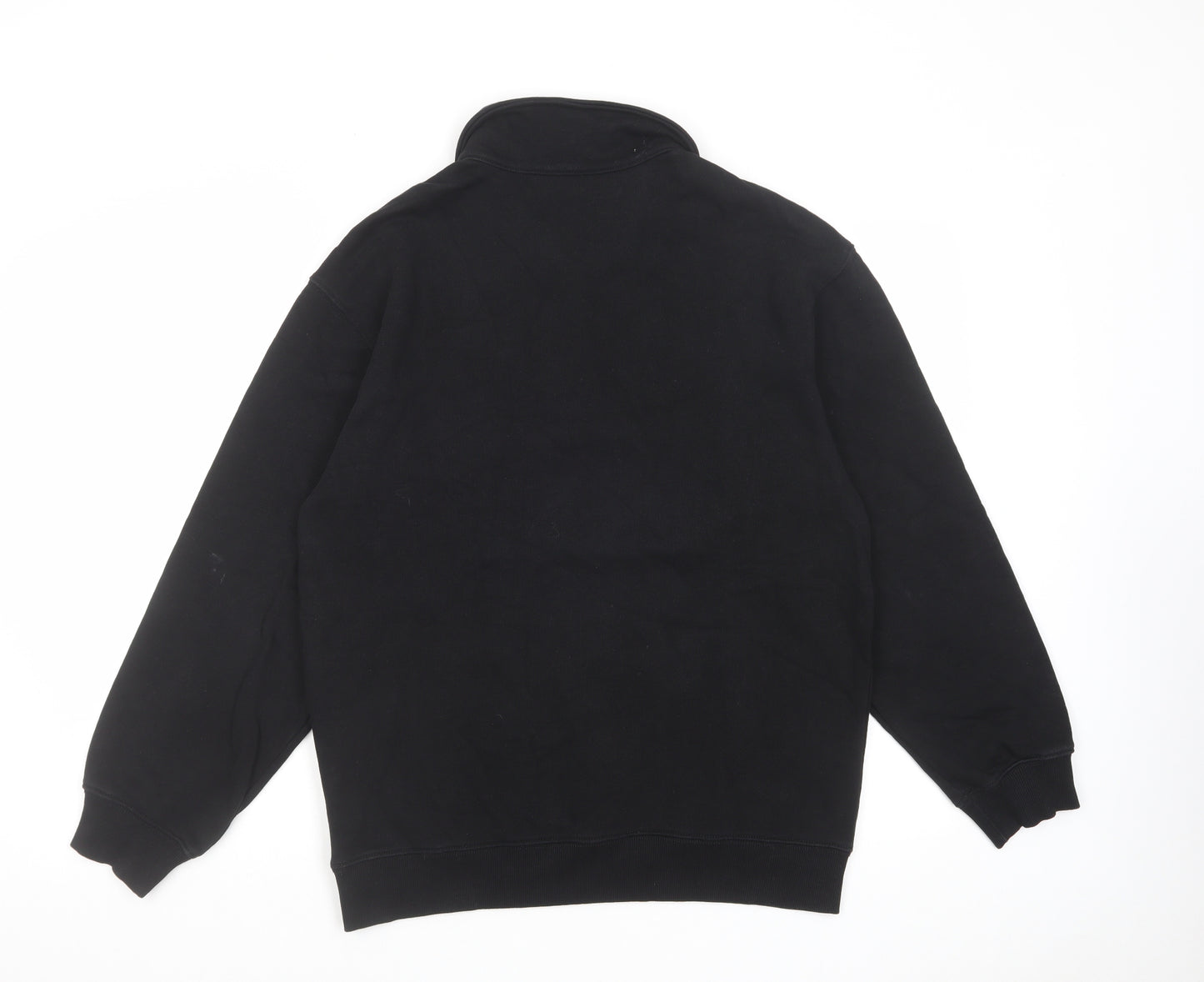 Weekday Mens Black Cotton Henley Sweatshirt Size S - 1/4 Zip