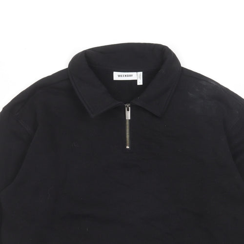 Weekday Mens Black Cotton Henley Sweatshirt Size S - 1/4 Zip