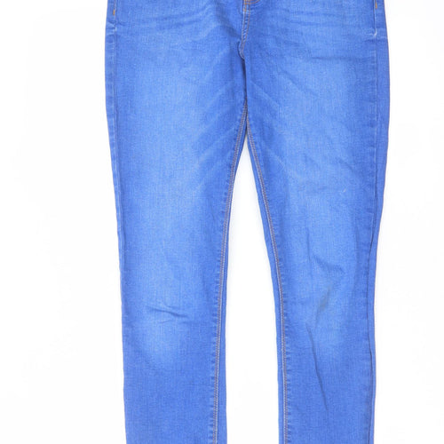 Denim & Co. Womens Blue Cotton Straight Jeans Size 12 L30 in Regular Zip
