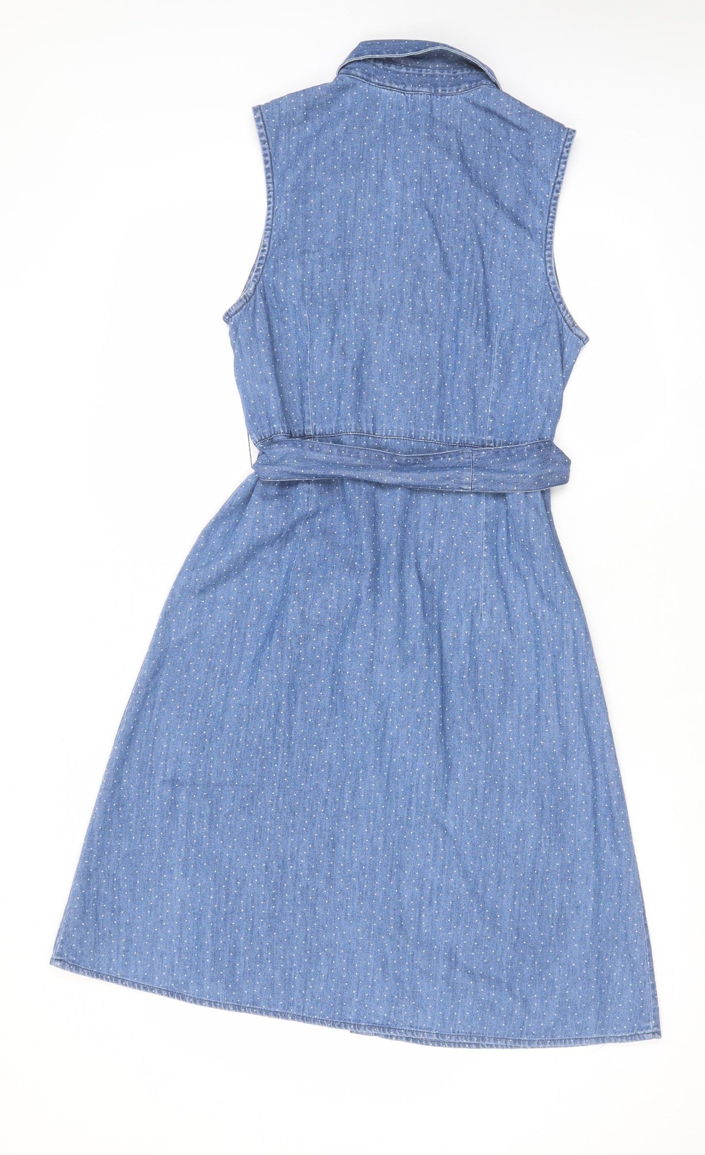 TU Womens Blue Cotton Shirt Dress Size 10 Collared Button