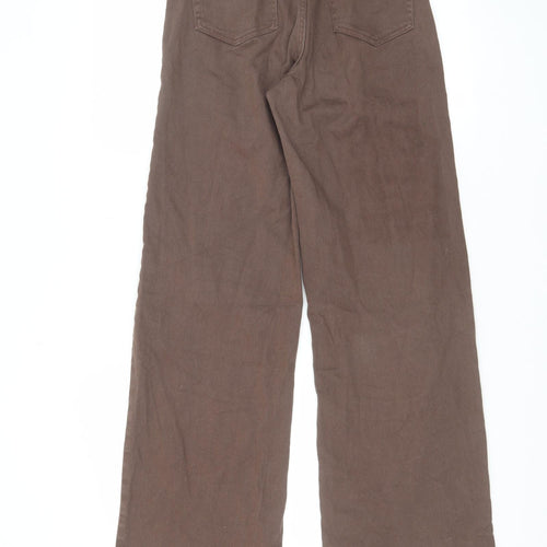 H&M Womens Brown Cotton Straight Jeans Size 8 L30 in Regular Zip