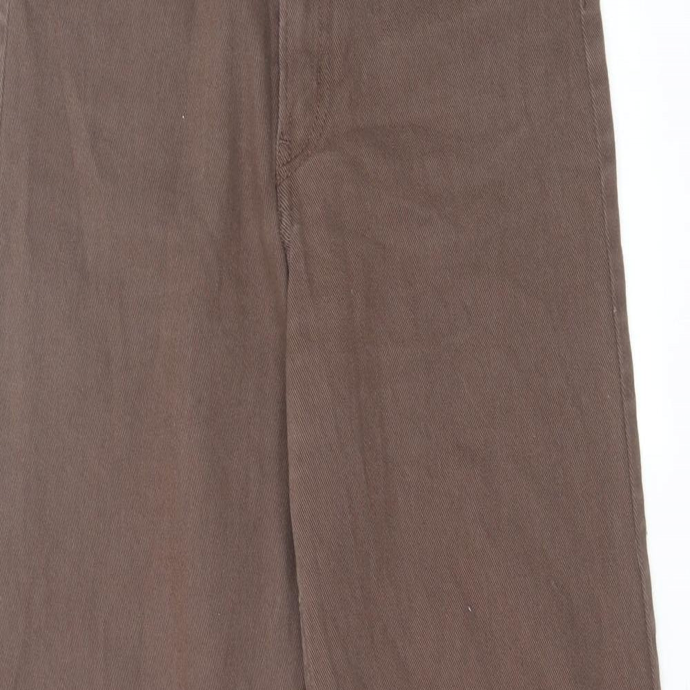 H&M Womens Brown Cotton Straight Jeans Size 8 L30 in Regular Zip