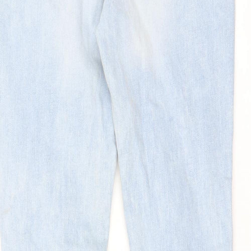 Zara Womens Blue Cotton Straight Jeans Size 12 L26 in Regular Zip