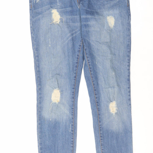 Denim & Co. Womens Blue Cotton Straight Jeans Size 12 L26 in Regular Zip
