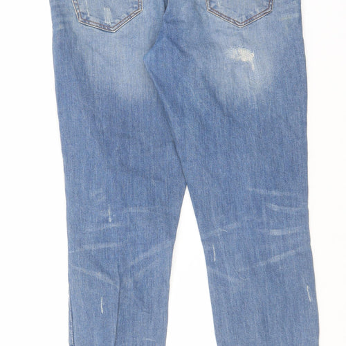 Denim & Co. Womens Blue Cotton Straight Jeans Size 12 L26 in Regular Zip