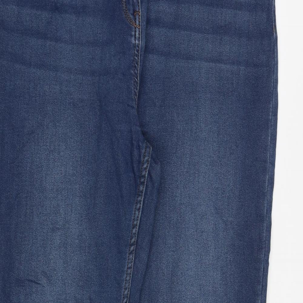 Falmer Heritage Womens Blue Herringbone Cotton Straight Jeans Size 16 L30 in Regular Zip