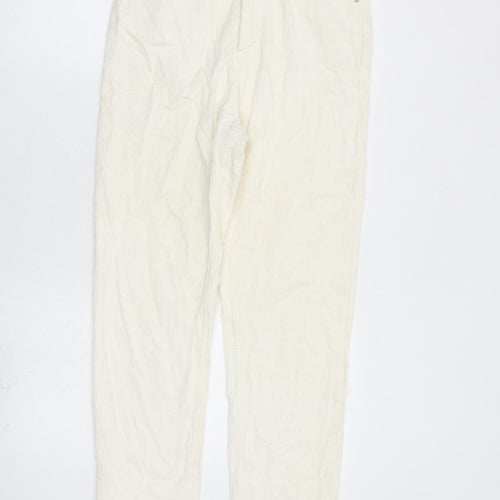 Stradivarius Womens Ivory Cotton Trousers Size 8 L27 in Regular Zip