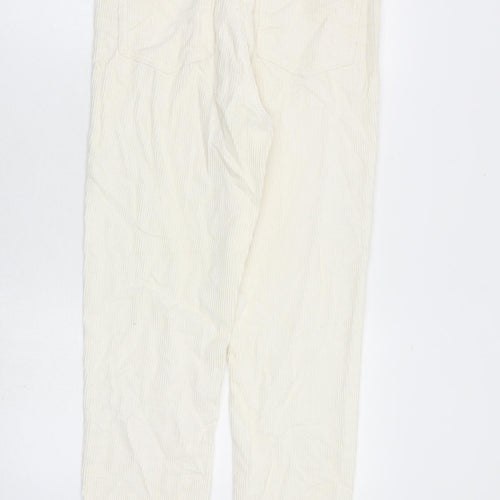 Stradivarius Womens Ivory Cotton Trousers Size 8 L27 in Regular Zip