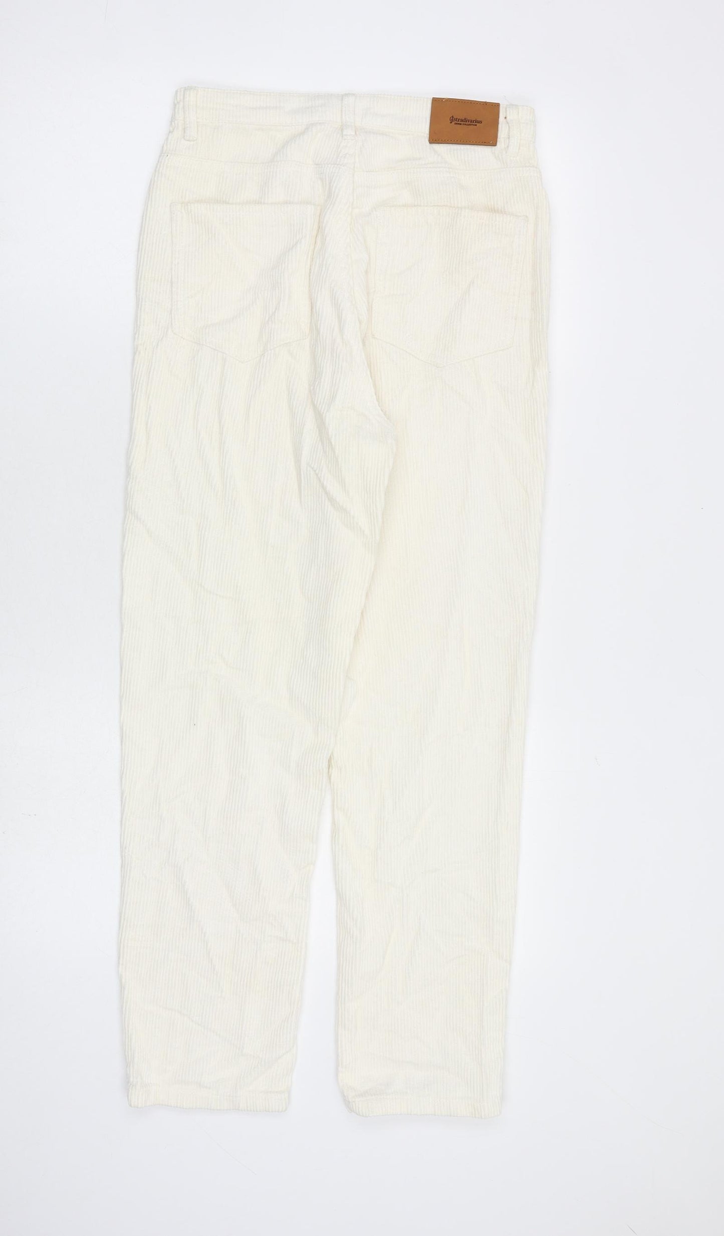 Stradivarius Womens Ivory Cotton Trousers Size 8 L27 in Regular Zip