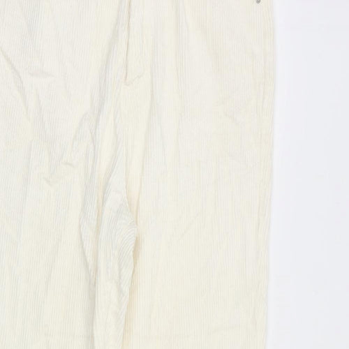 Stradivarius Womens Ivory Cotton Trousers Size 8 L27 in Regular Zip