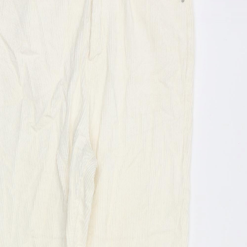 Stradivarius Womens Ivory Cotton Trousers Size 8 L27 in Regular Zip