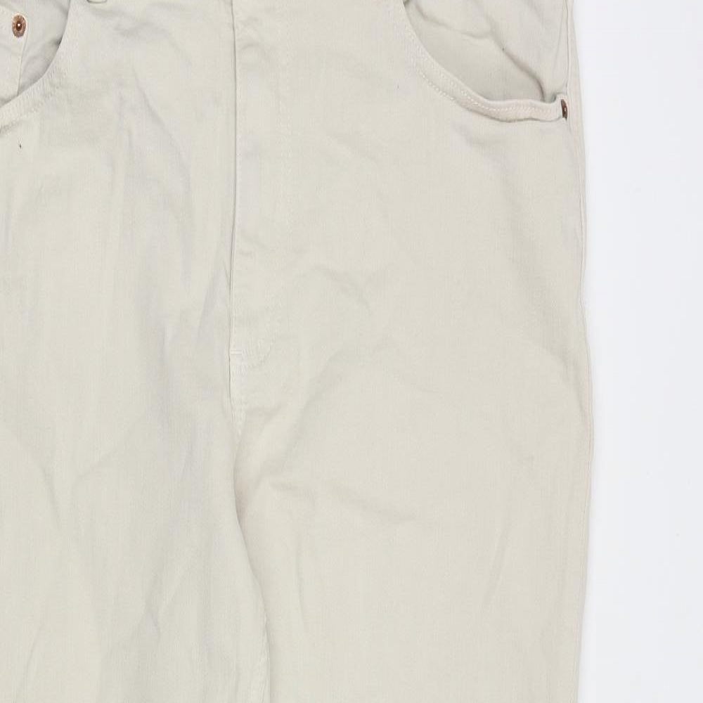 Marks and Spencer Womens Beige Cotton Skinny Jeans Size 16 L26 in Relaxed Zip - Slim
