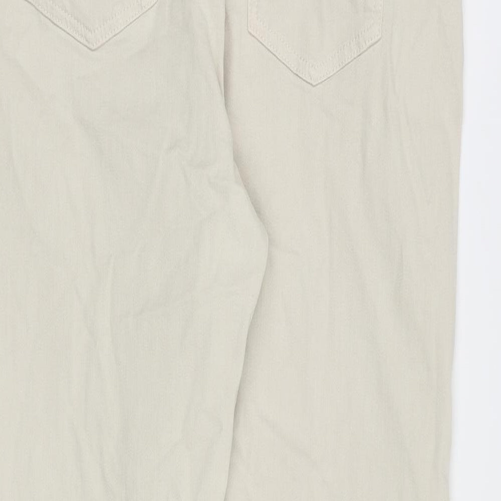 Marks and Spencer Womens Beige Cotton Skinny Jeans Size 16 L26 in Relaxed Zip - Slim