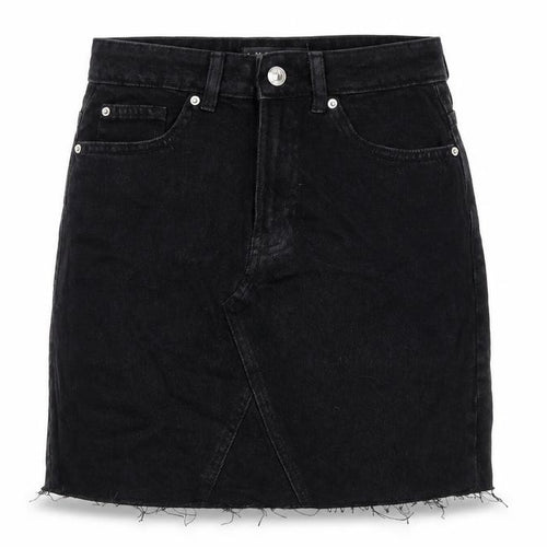 Denim & Co. Womens Black Cotton A-Line Skirt Size 8 Zip - Raw Hem