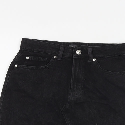 Denim & Co. Womens Black Cotton A-Line Skirt Size 8 Zip - Raw Hem